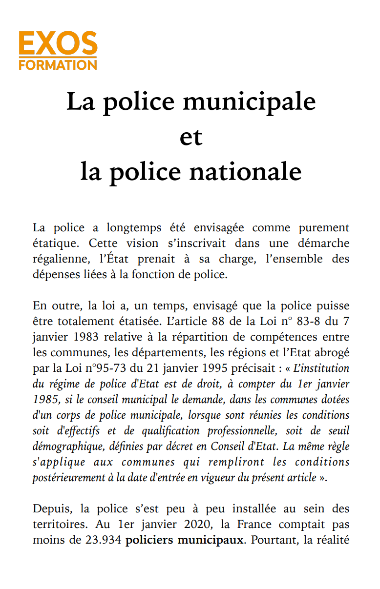 La police municipale et la police nationale