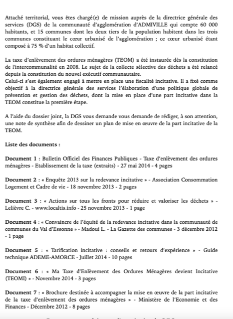 Note visant l'élaboration d'une politique globale de prévention et de gestion des déchets avec une part incitative dans la TEOM