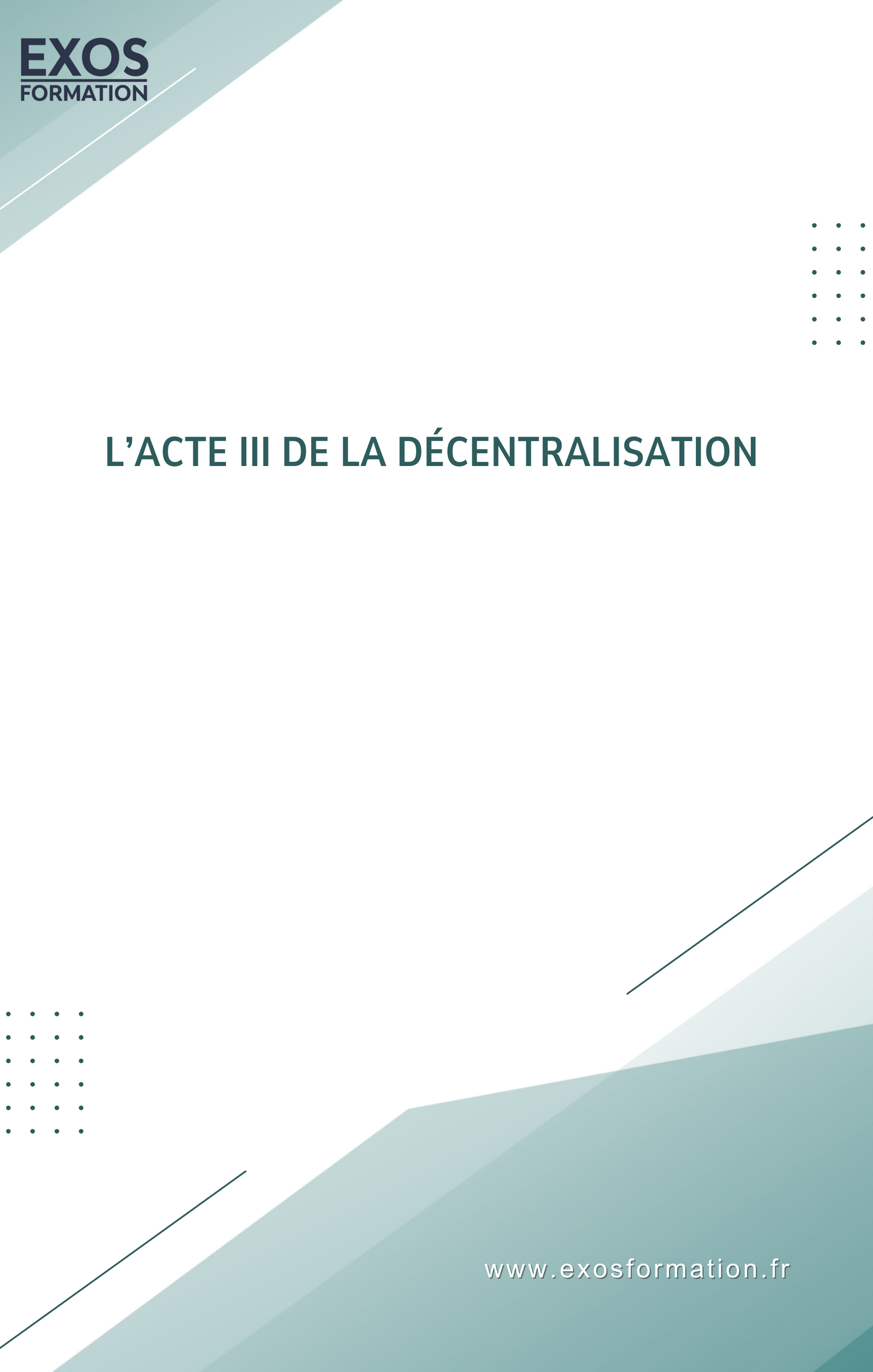 L’acte III de la décentralisation