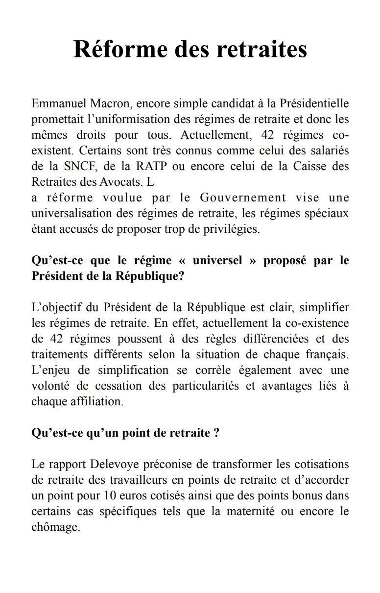 La réforme des retraites