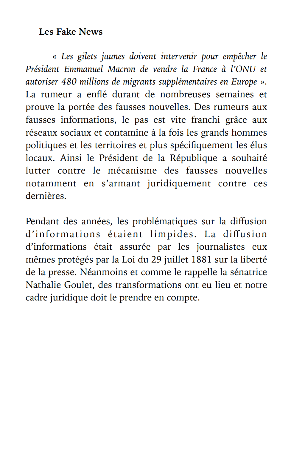 Les fausses informations dites fake news